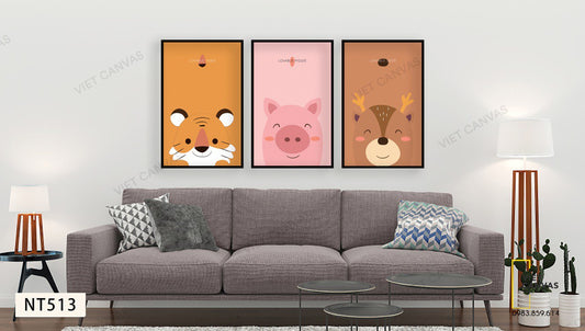 Bộ 3 Tranh Những Con Vật Ngộ Nghĩnh - NT513