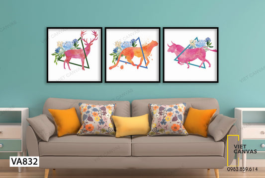 Bộ 3 Tranh Các Con Vật - VA832