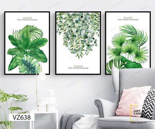 Bộ 3 Tranh Lá Cây Tươi Mát - VZ638