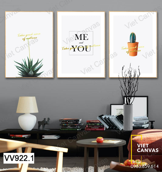 Bộ 3 Tranh Xương Rồng Và Haworthia - VV922.1