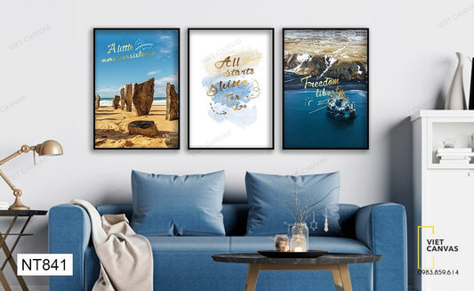 Bộ 3 Tranh Biển Cả Và Quotes - NT841