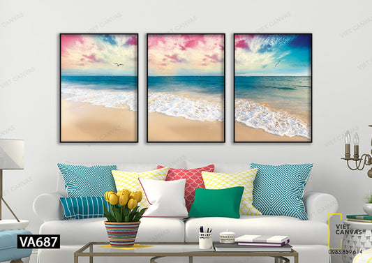 Bộ 3 Tranh Bãi Biển Dịu Êm - VA687