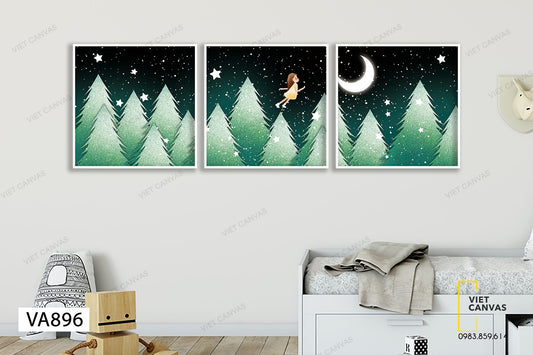 Bộ 3 Tranh Bé Bay Cùng Ngàn Ánh Sao - VA896