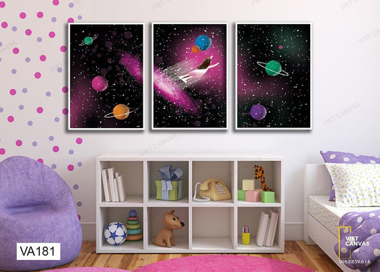 Bộ 3 Tranh Bé Bay Vào Không Gian - VA181