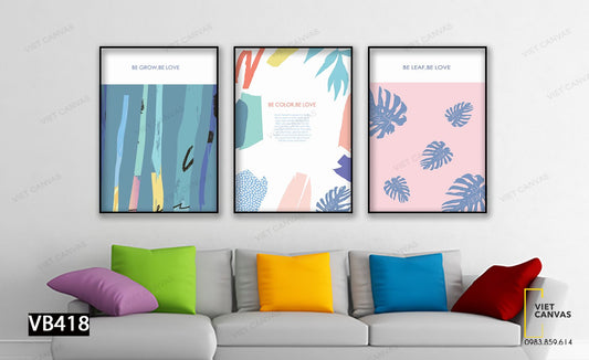 Bộ 3 Tranh Trừu Tượng Nhiều Màu Sắc Và Quotes - VB418