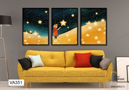 Bộ 3 Tranh Bé Và Ngọn Đồi Đầy Sao - VA351