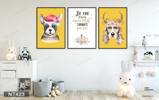 Bộ 3 Tranh Những Chú Chó Đáng Yêu Và Quotes - NT423