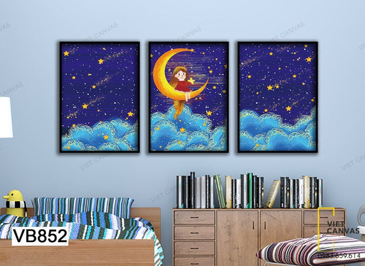 Bộ 3 Tranh Bé Và Đêm Trăng - VB852