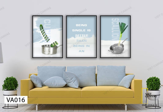 Bộ 3 Tranh Chảo Nồi Nấu Ăn Và Quotes - VA016