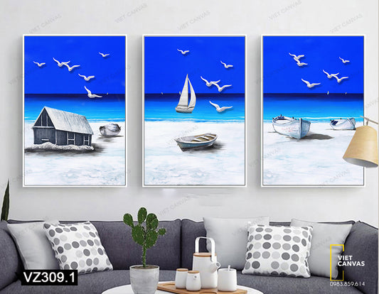 Bộ 3 Tranh Cuộc Sống Ven Biển - VZ309.1