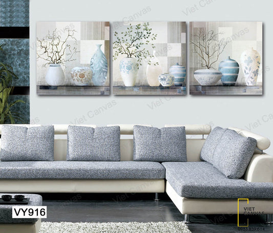 Bộ 3 Tranh Bình Hoa Bắc Âu Sang Trọng - VY916