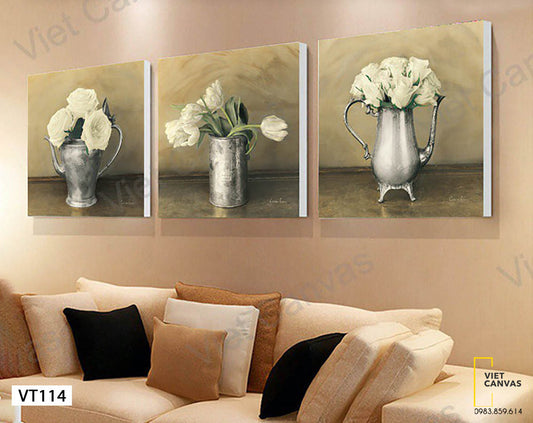 Bộ 3 Tranh Bình Hoa Hồng - VT114