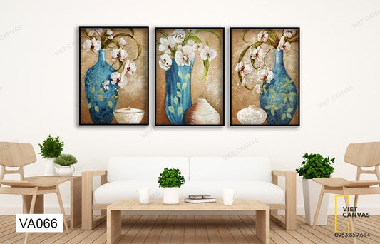 Bộ 3 Tranh Binh Hoa Lan Hồ Điệp - VA066