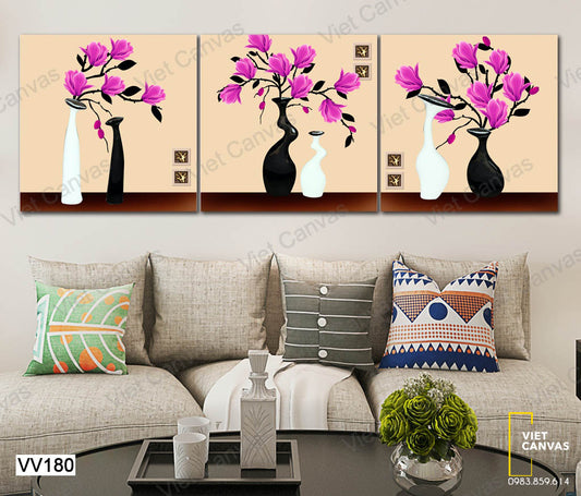 Bộ 3 Tranh Những Lọ Hoa Tím - VV180