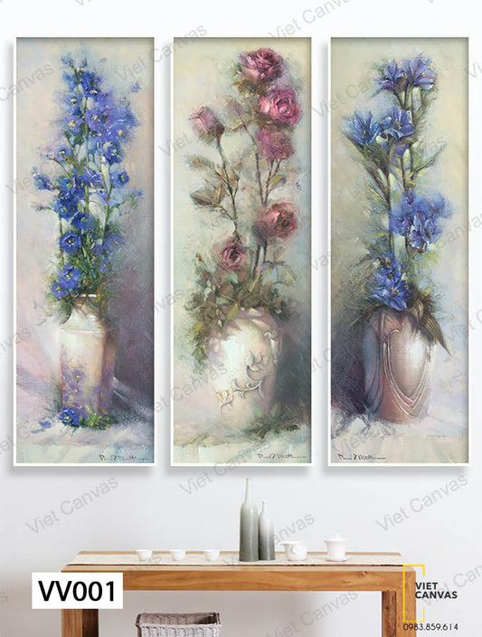 Bộ 3 Tranh Bình Hoa Nở Nhẹ Nhàng - VV001