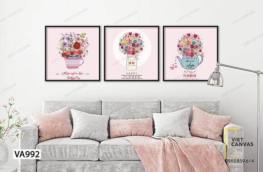Bộ 3 Tranh Bình Hoa Rực Rỡ - VA992