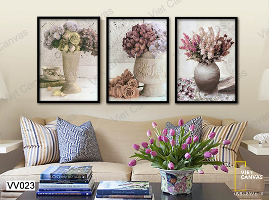 Bộ 3 Tranh Bình Hoa - VV023