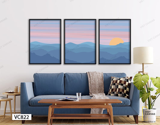Bộ 3 Tranh Bình Minh Trên Biển - VC822