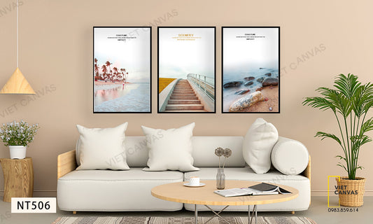 Bộ 3 Tranh Bờ Biển Và Bậc Cầu Thang - NT506