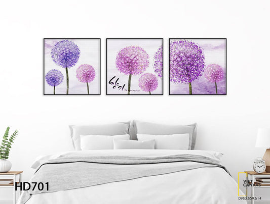 Bộ 3 Tranh Bồ Công Anh Tím - HD701