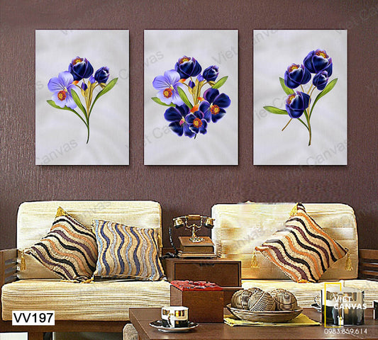 Bộ 3 Tranh Đóa Hoa Sim - VV197