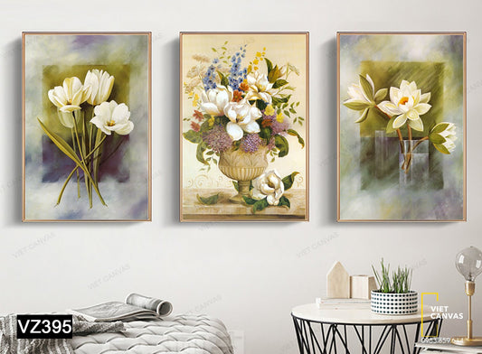 Bộ 3 Tranh Bông Hoa Tinh Tế - VZ395