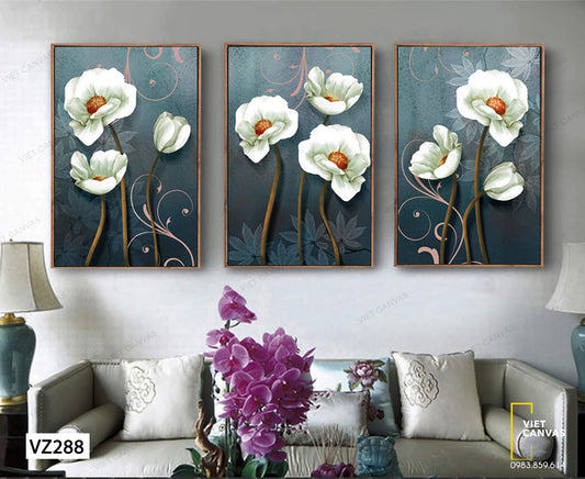 Bộ 3 Tranh Bông Hoa Tinh Tế - VZ288