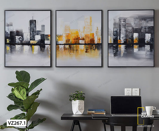 Bộ 3 Tranh Bóng Nhà Cao Tầng - VZ267.1
