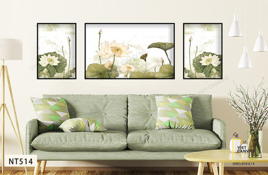 Bộ 3 Tranh Bông Sen Quê Tôi - NT514