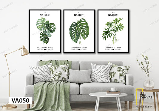 Bộ 3 Tranh Lá Cây Xanh - VA050