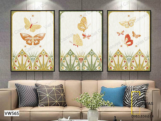 Bộ 3 Tranh Bướm Và Hoa - VW565