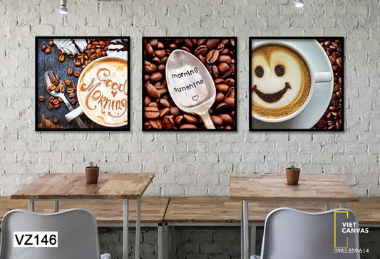 Bộ 3 Tranh Cà Phê Buổi Sáng - VZ146