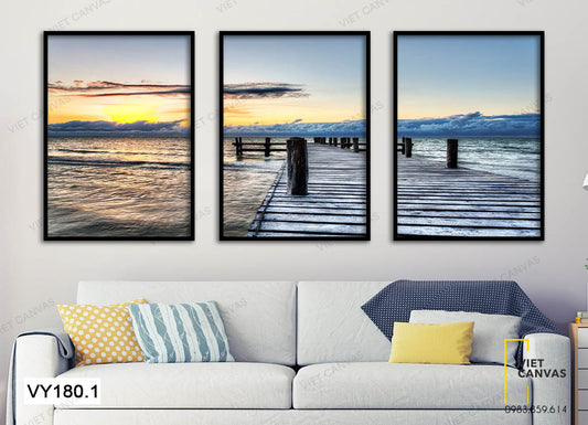 Bộ 3 Tranh Cảnh Cây Cầu Trên Sông - VY180.1