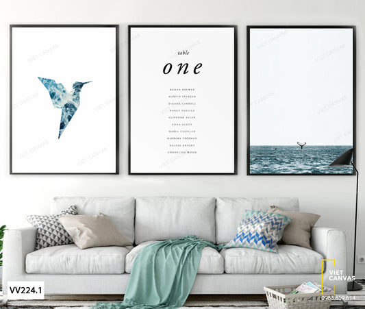 Bộ 3 Tranh Chim, Biển Và Quotes - VV224.1