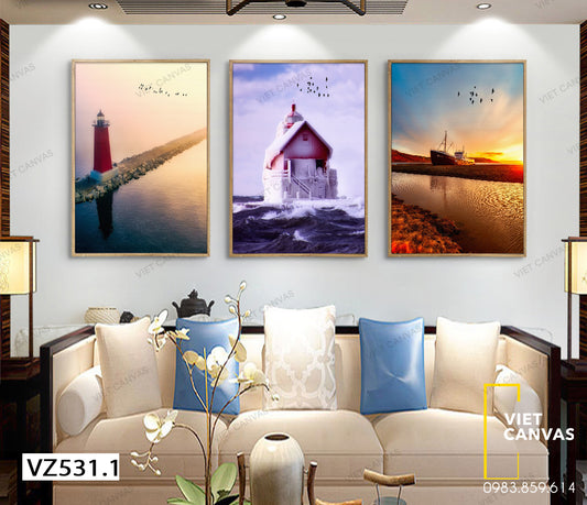 Bộ 3 Tranh Cảnh Đẹp Bên Bờ Biển - VZ531.1