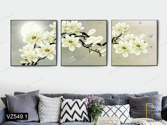 Bộ 3 Tranh Cánh Hoa Dưới Ánh Trăng - VZ549.1