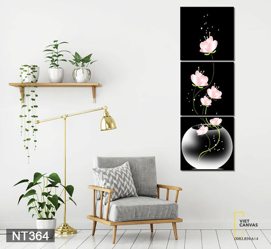 Bộ 3 Tranh Lọ Hoa Nở Nhẹ Nhàng - NT364
