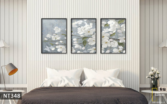 Bộ 3 Tranh Cánh Hoa Trắng Tinh Khôi - NT348