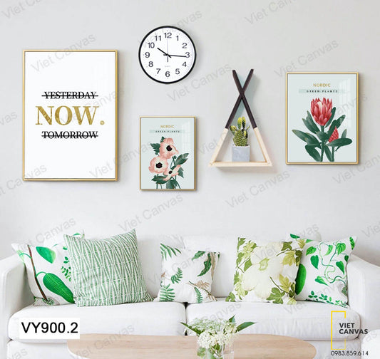 Bộ 3 Tranh Cành Hoa Nở Rộ Và Quotes - VY900.2