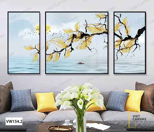 Bộ 3 Tranh Cành Cây Nhỏ Bên Sông - VW154.2