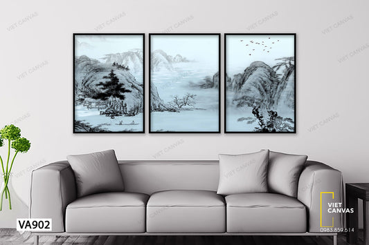 Bộ 3 Tranh Cảnh Núi Hoang Vu - VA902