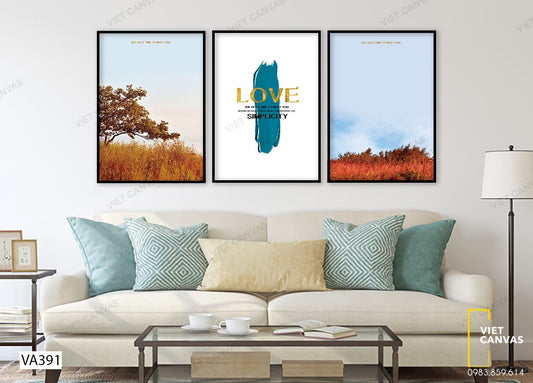 Bộ 3 Tranh Cảnh Rừng Mùa Hè Và Quotes - VA391