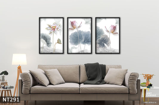 Bộ 3 Tranh Nồng Nàn Hoa Sen - NT291