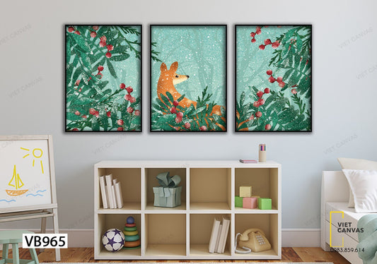 Bộ 3 Tranh Cáo Trong Rừng Quả Đỏ - VB965
