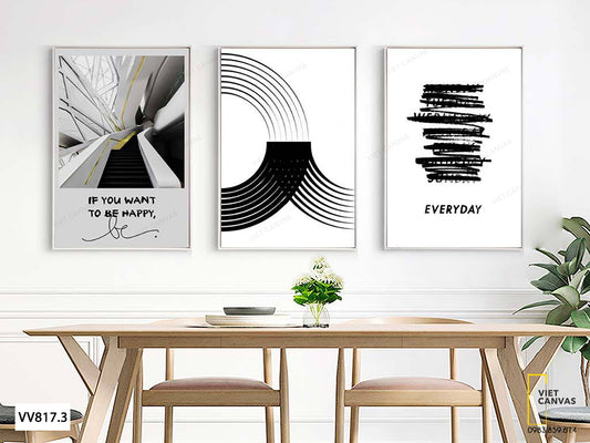 Bộ 3 Tranh Cầu Thang Và Quotes - VV817.3
