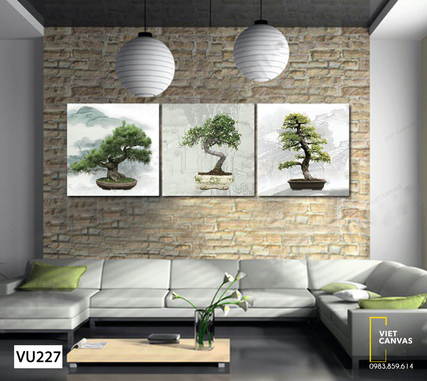 Bộ 3 Tranh Cây Bonsai - VU227