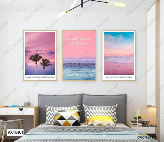 Bộ 3 Tranh Cây Cau, Biển Và Bờ Biển - VX189.1