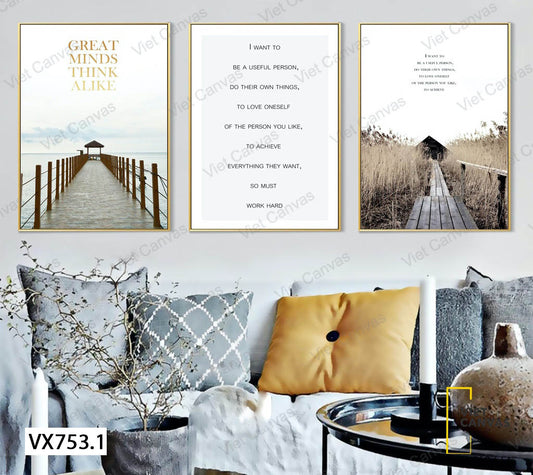 Bộ 3 Tranh Cây Cầu, Quotes Và Lối Đi Vào Nhà - VX753.1