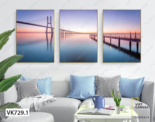 Bộ 3 Tranh Cầu Trong Chiều Yên Bình - VK729.1