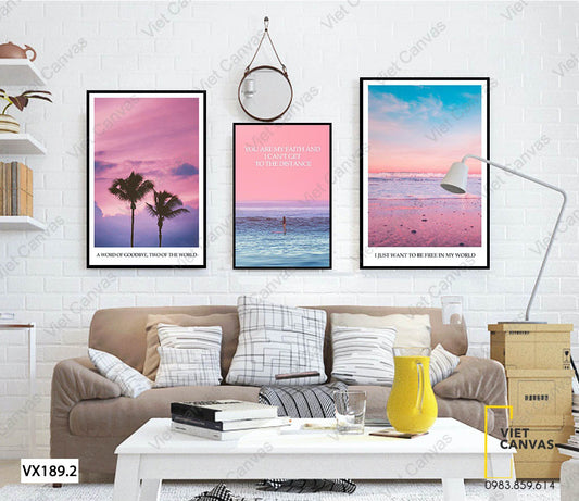 Bộ 3 Tranh Cây Cau Và Biển - VX189.2